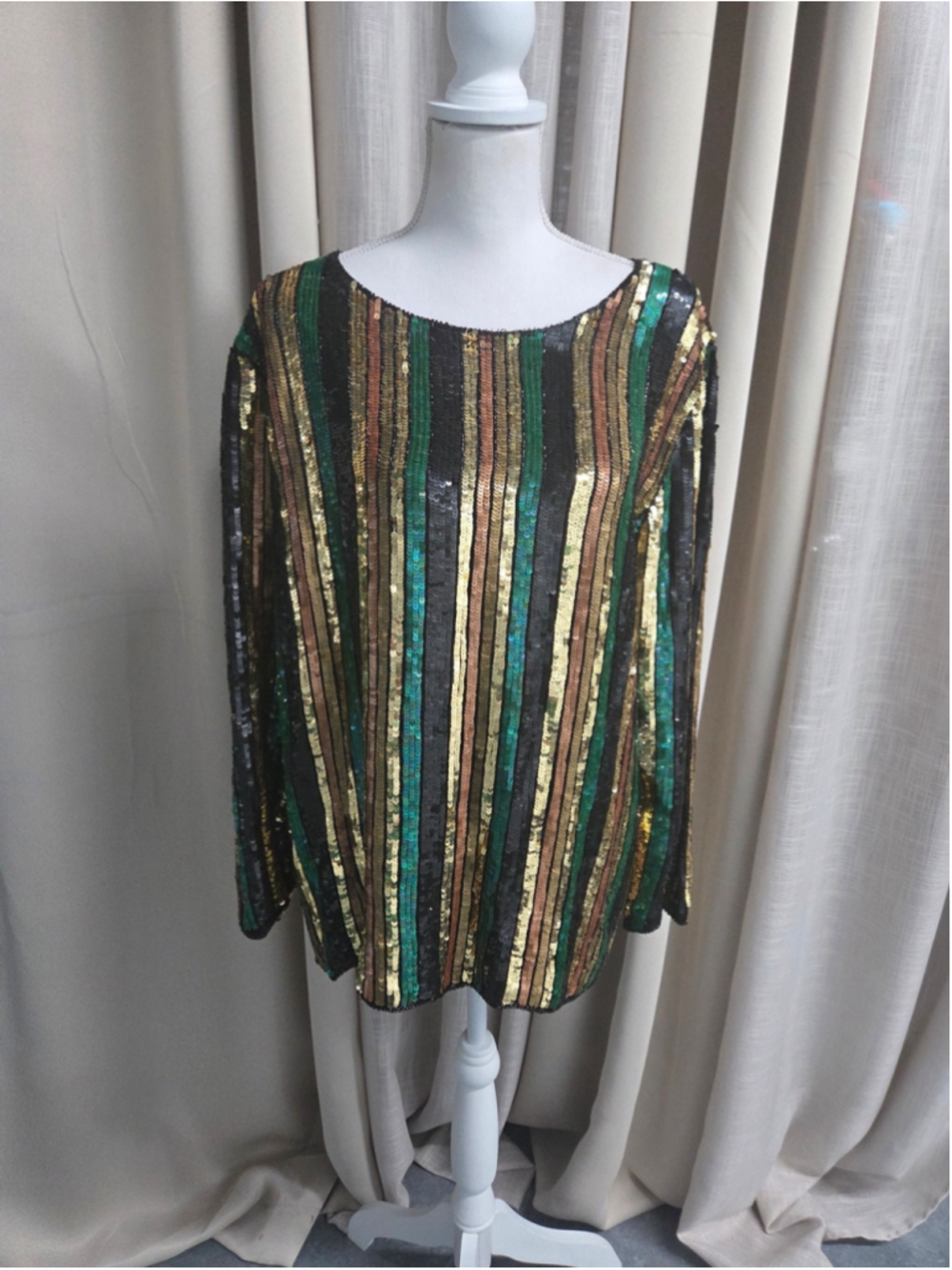Joseph Le Bon Sequin Top Vintage 80s Glam Disco Inferno Studio 54 100% Silk